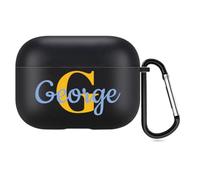 Funda personalizada con estilo de fuente a doble cara para Apple AirPods Pro 3.ª generación (2025), funda DIY con tu nombre y foto, estuche de regalo personalizado con llavero (negro)