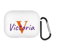 Funda personalizada con estilo de fuente a doble cara para Apple AirPods Pro 3.ª generación (2025), funda DIY con tu nombre y foto, funda de regalo personalizada con llavero (blanca)