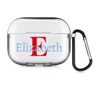 Funda personalizada con estilo de fuente a doble cara para Apple AirPods Pro 3.ª generación (2025), funda DIY con tu nombre y foto, funda de regalo personalizada con llavero (transparente)