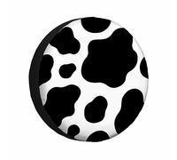 Fundas para neumáticos con estampado de vaca para remolques, color marrón, blanco, láctico, chocolate, estampado animal, manchas, piel, leche, para RV, protector de rueda universal resistente a la int