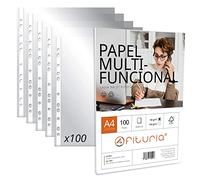 Fundas Plástico A4 Transparente, Pack de Fundas Multitaladro Plástico para Folios + Paquete de Folios A4 con 100 Hojas de 90gr Multiusos - Ofituria (100 Fundas Plástico + Paquete 90gr/m2)