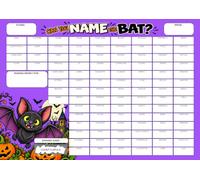 Fundraiser Hero Cartoncino gratta e vinci con pipistrello, per Halloween | 100 quadrati su carta da 330 g/m²; vincitore gratta e vincitore nascosto; realizzato nel Regno Unito per fiere di Halloween