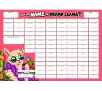 Fundraiser Hero Drama Llama - Gratta e vinci, formato A4 | Design rosa corallo, 100 quadrati con nome, vincitore nascosto da grattare, cartoncino da 330 g/m², prodotto nel Regno Unito