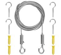 Fune Acciaio Inox Kit 6M, 2mm Filo per Tenda, Corda per Tende, Cavo per Tende, Multiuso Tende a Filo Cavo per Tende, Corde per Piante Rampicanti Sospensione, Fune Metallica, Appendere Lamp
