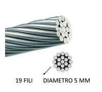FUNE ACCIAIO PER TESATE 19 FILI DIAM. 5 MM X 100 MT