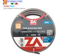 Fune Cavo Corda Acciaio INOX Lungo 10 Metri Uso Traente Marina Pesca 49 Fili