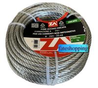 Fune Cavo Corda Acciaio Zincato Cordina 3 - 5 mm 25 metri