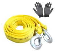 Fune da traino 4 metri, 5 tonnellate (11000 lbs) con strisce riflettenti e 2 ganci di traino ad U e guanti, corda da traino per auto per recupero e traino fuoristrada Heavy Duty