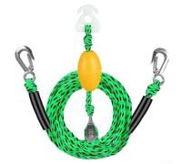 Fune da traino resistente per barca, lunghezza 4,5 m, con puleggia autocentrante a 360 gradi e tubo galleggiante per sci nautico, tubo per wakeboard, connettore in poliestere sicuro blu nero (verde