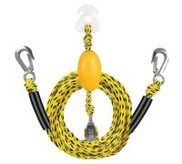Fune da traino resistente per barca, lunghezza 4,5 m, con puleggia autocentrante a 360 gradi e tubo galleggiante per sci d'acqua, tubo per wakeboard, connettore in poliestere sicuro blu nero (giallo