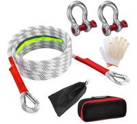 Fune di traino per auto, 7 m, fune di traino per auto, capacità di 10 tonnellate con grillo e guanti, corde di traino per recupero fuoristrada, colore bianco