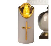 funebri elettriche scintillanti - Coppia di pilastri LED avorio da 15,2 cm, lampada da esterno antivento, alimentato a batteria a lunga durata | Cimitero Cerimonia di Veglia