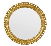Funerom Specchio antico rotondo dorato da 30 cm, con bordo a forma di cuore, vassoio dorato (oro, 30 cm)
