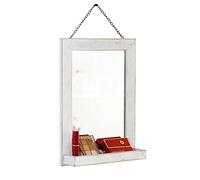 Funerom Specchio da parete in legno vintage, 30 x 40 cm, per soggiorno o bagno, bianco