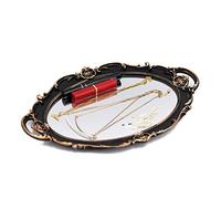 Funerom Vintage 36,8 x 25,4 cm Vassoio decorativo a specchio, organizzatore di trucco, organizzatore di gioielli, vassoio di servizio Oro vintage