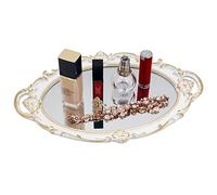 Funerom Vintage 36,8 x 25,4 cm Vassoio decorativo a specchio, organizzatore di trucco, organizzatore di gioielli, vassoio di servizio Bianco