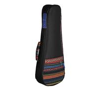 FUNFANG Borsa per ukulele soprano da 53,3 cm, colorata, stile etnico nazionale, in cotone resistente, imbottitura spessa con tracolla regolabile, Nero