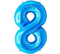 FUNFEST Palloncini Compleanno 8 Anni Colore Blu 100 cm - Decorazione Palloncino Compleanno - Include Palloncino XL 8 Anni e Cannuccia - Vola con Elio