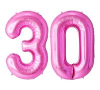 FUNFEST Palloncino 30° Compleanno Rosa 100 cm - Decorazione XL Con Cannuccia - Vola Con Elio