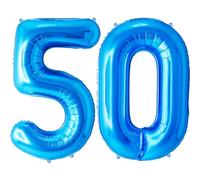 FUNFEST Palloncino Blu XL da 100 cm per il 50° Compleanno - Decorazione Con Cannuccia - Vola Con Elio