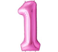 FUNFEST Palloncino XL Rosa da 100 cm per 1° Compleanno - Decorazione con Cannuccia - Vola con Elio