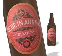 FunFest - Set di 6 Etichette per Bottiglia di Birra - Bebè in arrivo - Verde & Oro