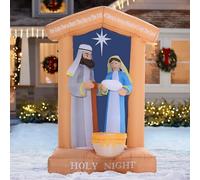 Funflatable Decorazioni natalizie gonfiabili per presepe per esterni, decorazioni natalizie per cortile, set di presepe per giardino, prato, decorazioni natalizie