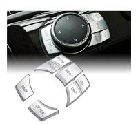 FUNFOB Rifiniture Interne per Auto 7 Pezzi di Pulsanti CD Multimediali Adesivi Copertura Decorazione per BMW Serie 1 2 3 5 6 7 per X1 X3 X5 X6 con 7 Pulsanti Pulsante IDrive Accessori Interni Auto