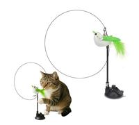 Funfy bacchetta per gatti con uccellino e piume - gioco interattivo con ventosa riutilizzabile, perfetto per esercizio e divertimento in casa | uccellino per gatti con piume