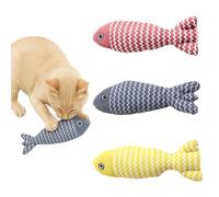 Funfy Giocattoli divertenti per gatti | Set 3 pesci con catnip e suono crinkle, morbidi e resistenti, interattivi cuscini di peluche per gatti domestici | Per dentizione, masticazione e gioco