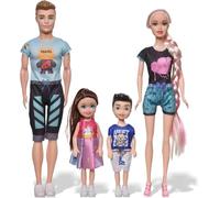 Funfy Set di bambole genitori e figli | Multicolore | Le bambole genitori hanno un corpo in plastica solida da 11 pollici | Offrono una famiglia completa - padre, madre