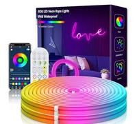 FunGeneTEC Neon Striscia LED 3 Metri, Silicone Neon Luci LED Flessibile Funziona con APP, Telecomando, IP67 impermeabile, Sincronizzazione Musicale, Decorazione Esterna/Interna del partito
