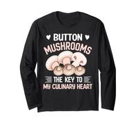 Funghi Button La Chiave del Mio Cuore culinario Maglia a Manica
