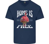 Funghi Casa È Dove Sei Libero Maglietta In Cotone A V-Collo Per Uomo