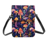 Funghi colorati Una stampa piccola borsa a tracolla per le donne, piccole borse in pelle borsa a tracolla per telefono cellulare