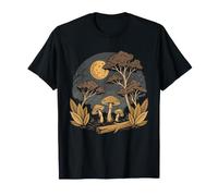Funghi di Notte Luna e Faggi Oro su Scuro Alba Maglietta