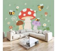 Funghi Dipinti Fotomurali 3D Effetto Cartone Animato Carino Non Tessuto Murale Carta Da Parati Decorazione Da Parete 366x254 cm Per Soggiorno Camera Da Letto Ufficio