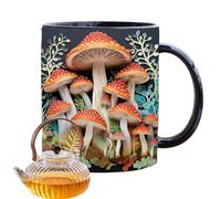 Funghi - Funghi 3D, Caffè | Design In Ceramica 3D Con Tè E Piattino, Compatibile Con Infusore, Per Tè E Caffè, Consigliato Come Ca