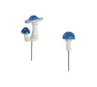 Funghi luminosi da giardino, per decorazione, set da 2 pezzi, in resina | Questi funghi decorativi si illuminano di blu di notte e abbelliscono il vostro giardino.