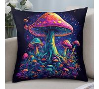 Funghi Luminosi E Vibranti Arte Psichedelica 2 Pezzi Caso Fodere Interessante Federa Copri Elegante Copricuscini per Salotto Letto Divano 45X45Cm