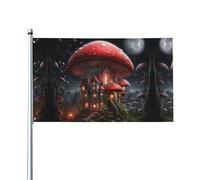 Funghi rossi nel cielo notturno Stampe bandiere decorative per esterni 0,9 x 1,5 m leggere e belle adatte per cortili all'aperto e celebrazioni di festival.