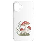 Funghi velenosi rossi stravaganti nel prato del giardino Custodia per iPhone 16 Plus