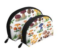 Fungo della pittura giapponese, Borsa per trucco a conchiglia Portamonete da donna Borsa da toilette piccola Borsa per cosmetici 2 pezzi