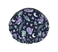 Fungo Lumaca Farfalla Luna Cuffia da doccia Donna Cappucci per capelli lunghi riutilizzabili con fascia elastica Cappello da doccia a doppio strato per adulti Bambini