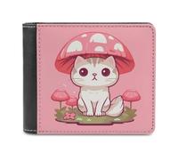 Fungo Ombrello Carino Gatto Uomo Bifold Portafoglio Sottile Porta Carte di Contanti Borsa in Pelle, Stile:, Taglia unica