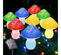 Fungo Solar Luci solare Decor outdoor - 8 pacco 50 luci di funghi a led, luce da 23 piedi a stringa fata con 8 modalità, impermeabile per il percorso del patio del cortile da giardino esterno,