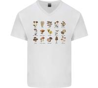 Fungo Specie Ricerca Mycology Uomo Scollo A V Cotone T-Shirt