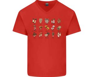 Fungo Specie Ricerca Mycology Uomo Scollo A V Cotone T-Shirt