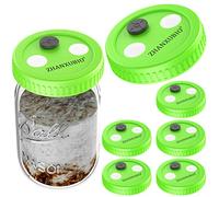 Fungo vaso cultura liquida coperchio Food Grade plastica grano Spawn coltivazione Mason Jar coperchio con membrana PTFE e auto guarigione, 6pcs