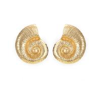 FUNGTN Orecchini a perno d'oro per le donne Orecchini a fiore di conchiglia d'oro Orecchini a onda dell'oceano con texture bohémien Orecchini a vortice geometrico irregolare esagerato,A